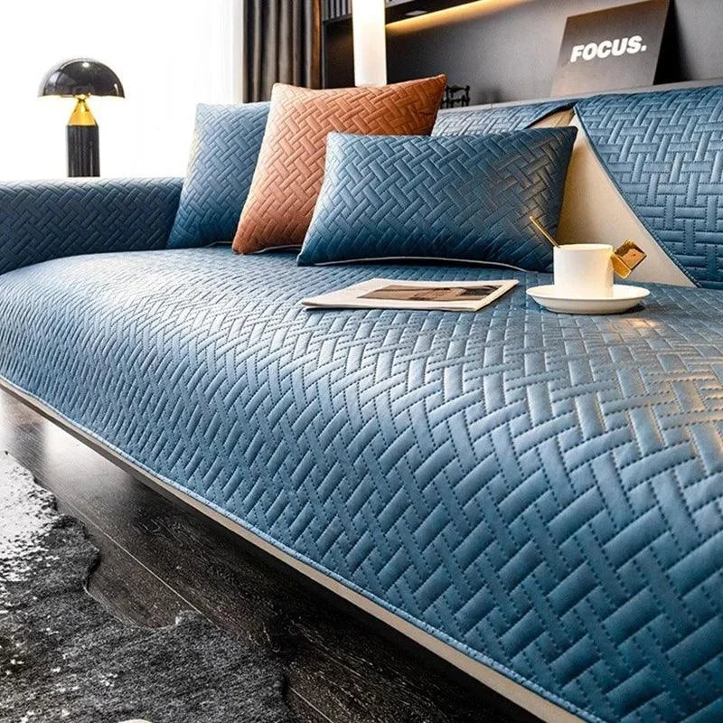 Slate Blue Water-Resistant Non-Slip Sofa Protector