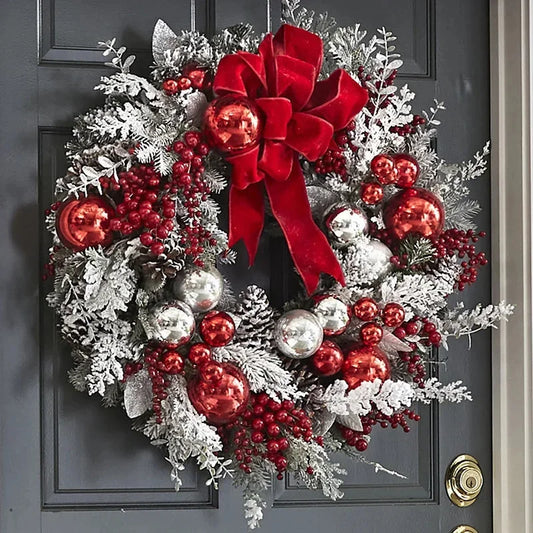 Snow-Finish Christmas Door Wreath – 3 Sizes