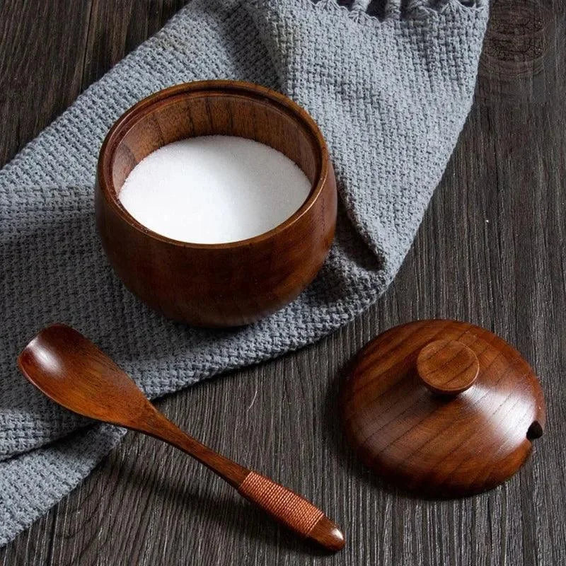 Solid Wood Spice Organiser Set with Jars & Spoons – view 2