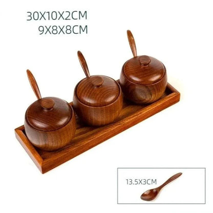 Solid Wood Spice Organiser Set with Jars & Spoons – view 6