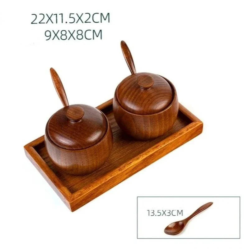 Solid Wood Spice Organiser Set with Jars & Spoons – view 7