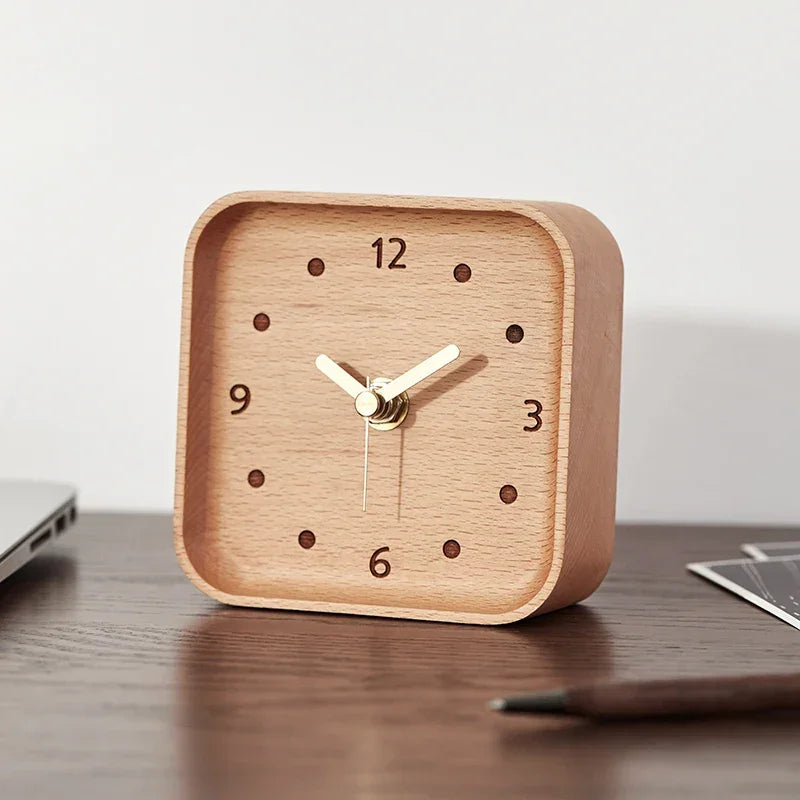 11cm Solid Wood Square Desk Clock – view 2