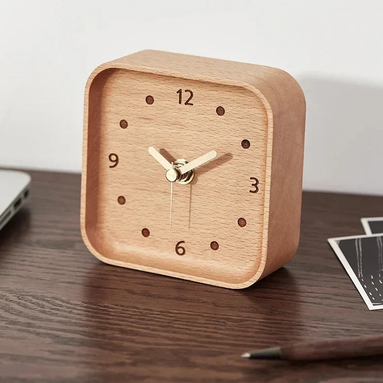 11cm Solid Wood Square Desk Clock – view 10