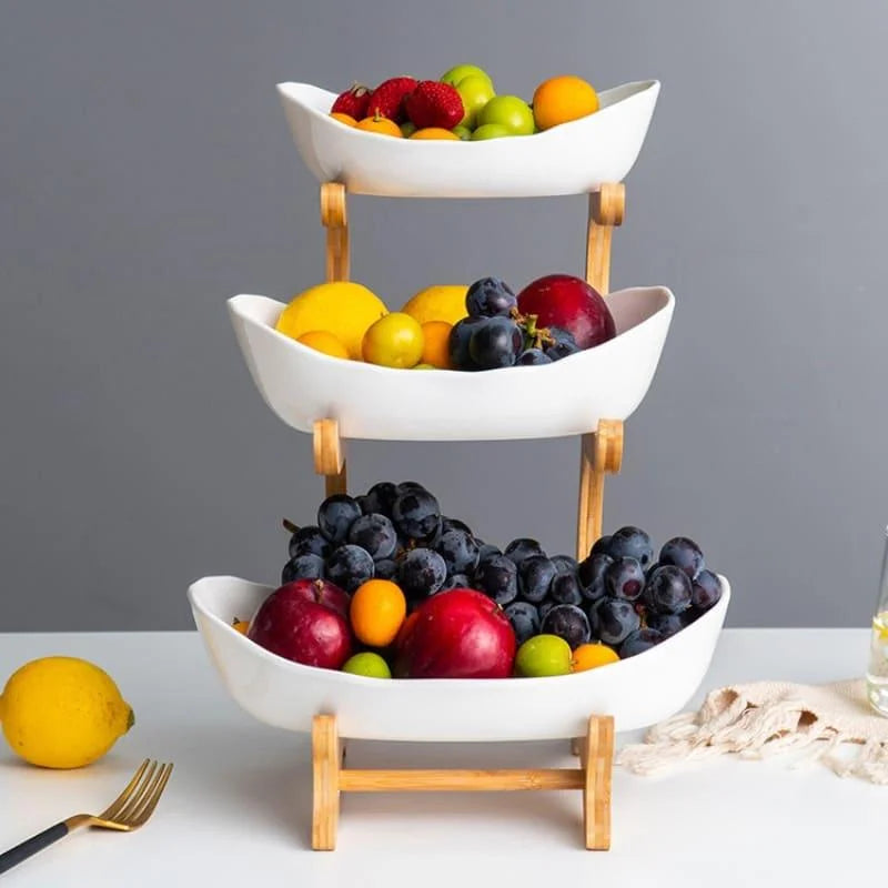 Stackable bamboo fruit basket