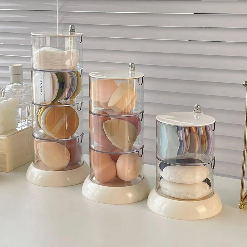 Stackable makeup and sponge organiser