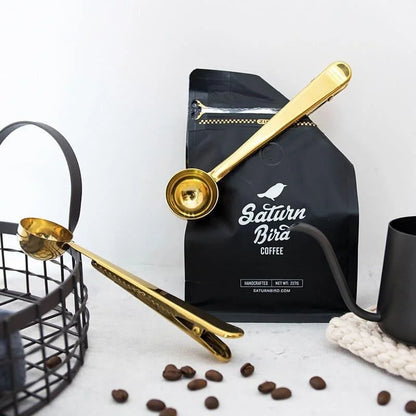Stainless steel coffee scoop with bag clip – view 6