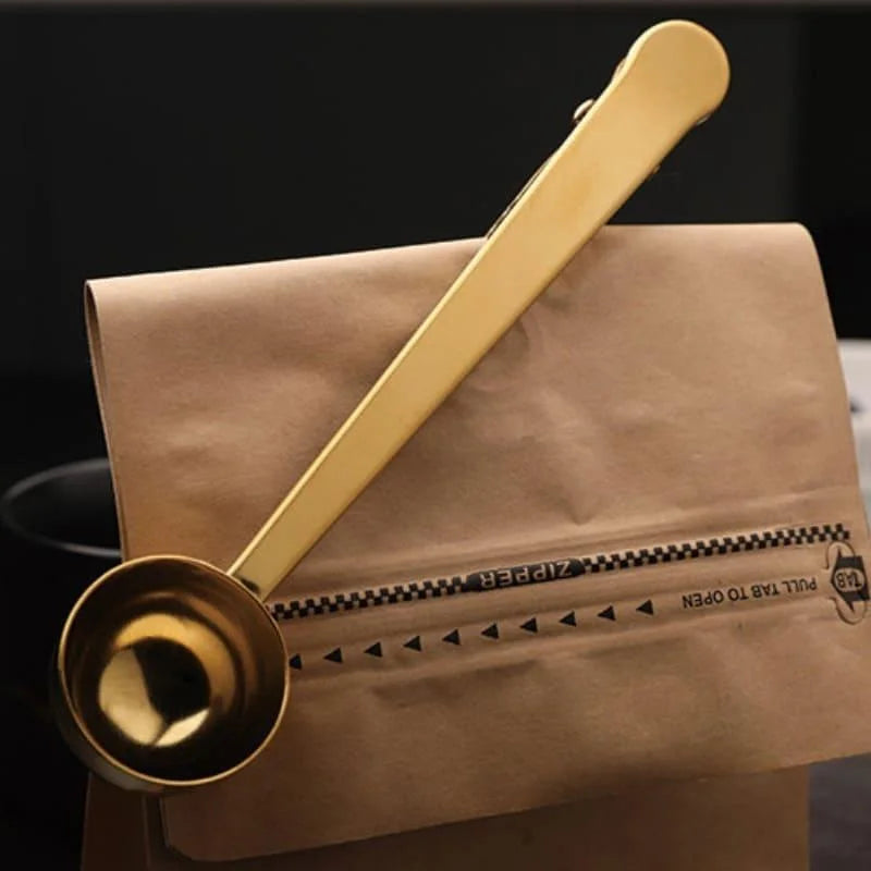Stainless steel coffee scoop with bag clip – view 9