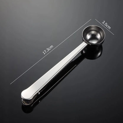 Stainless steel coffee scoop with bag clip – view 11
