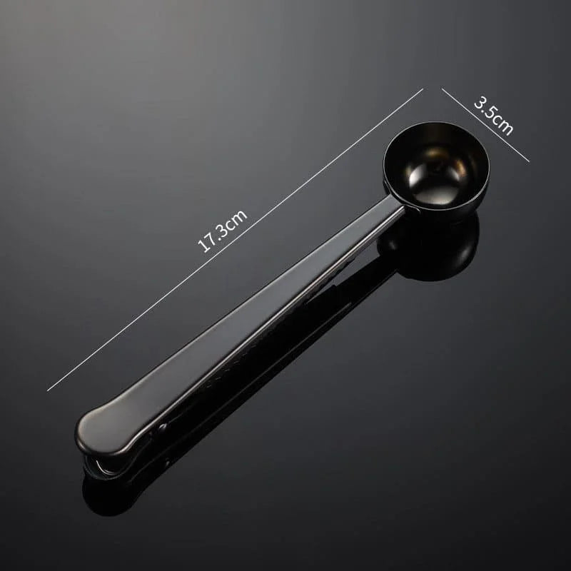 Stainless steel coffee scoop with bag clip – view 12