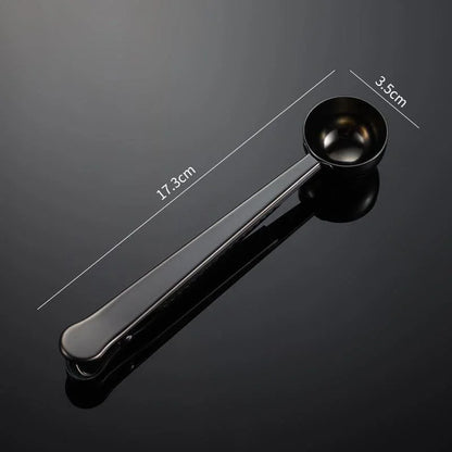 Stainless steel coffee scoop with bag clip – view 12