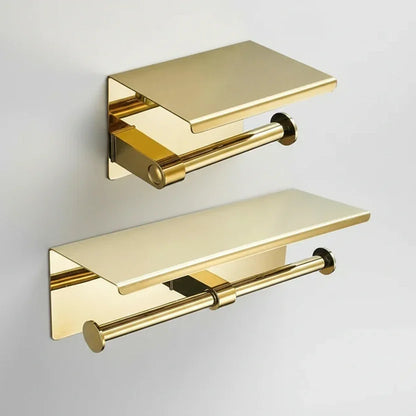Stainless Steel Toilet Paper Holder with Shelf – Single or Double – view 2