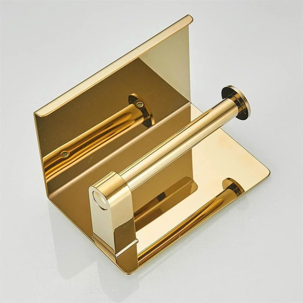 Stainless Steel Toilet Paper Holder with Shelf – Single or Double – view 7