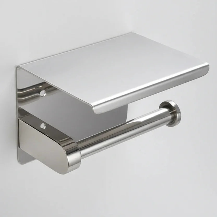 Stainless Steel Toilet Paper Holder with Shelf – Single or Double – view 10