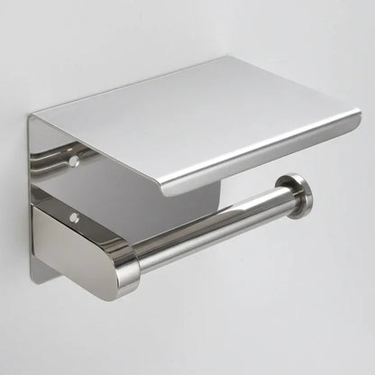 Stainless Steel Toilet Paper Holder with Shelf – Single or Double – view 10