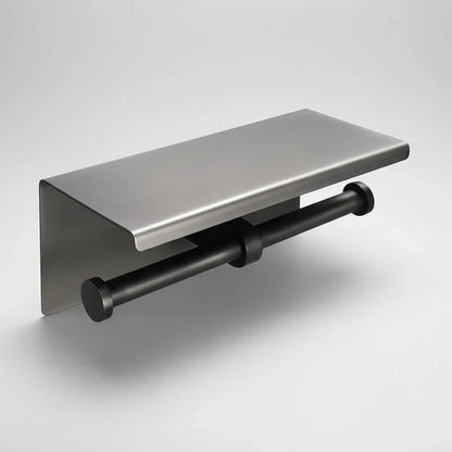 Stainless Steel Toilet Paper Holder with Shelf – Single or Double – view 13