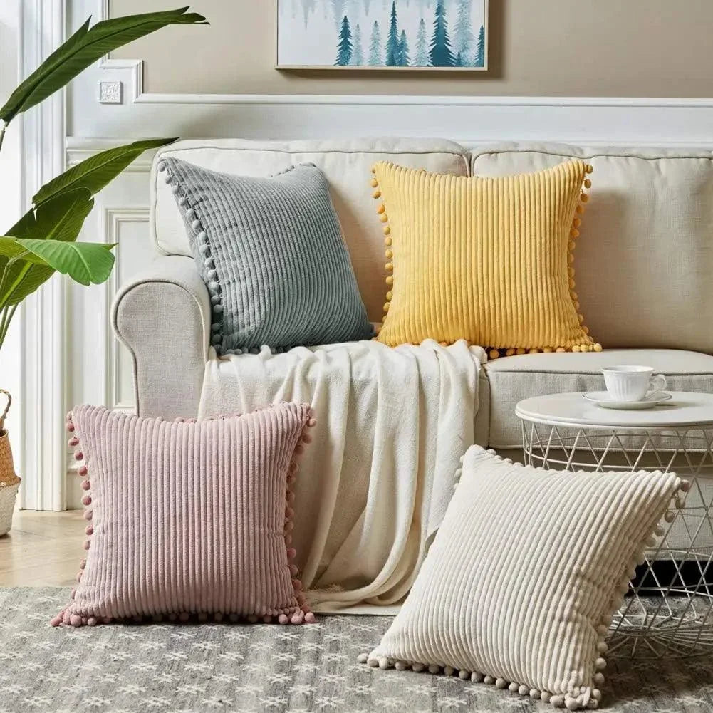 Striped Corduroy Cushion Cover