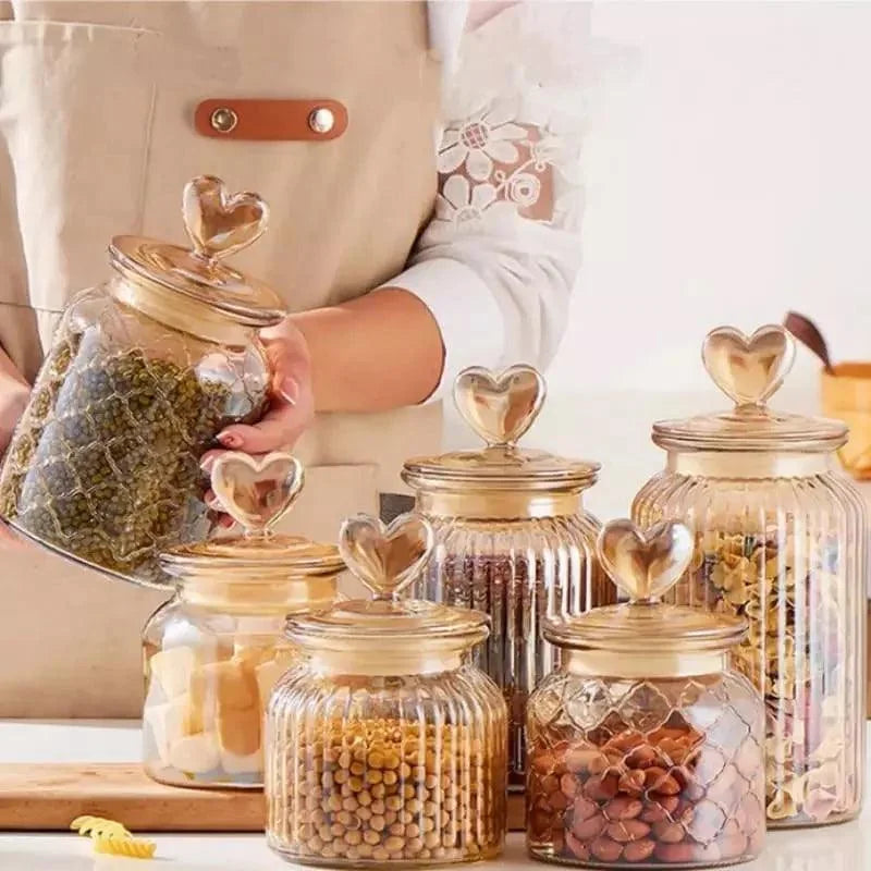 Textured Amber Glass Airtight Storage Jars – view 4