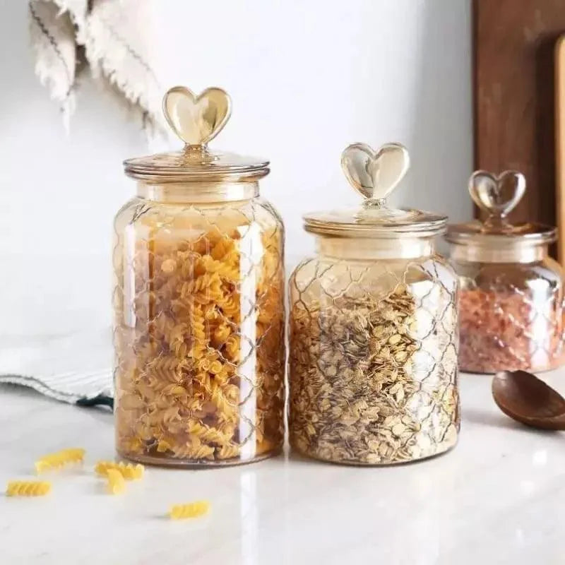 Textured Amber Glass Airtight Storage Jars – view 7