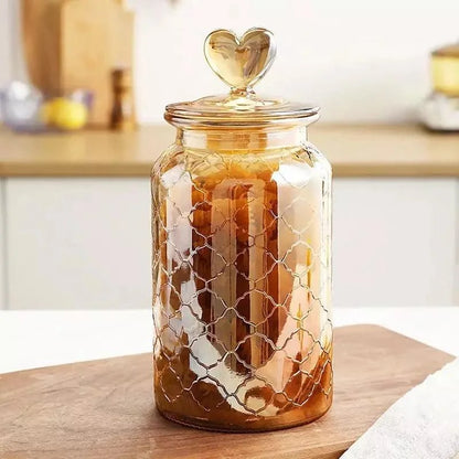 Textured Amber Glass Airtight Storage Jars – view 9