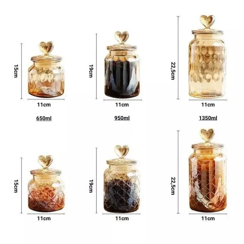 Textured Amber Glass Airtight Storage Jars – view 10