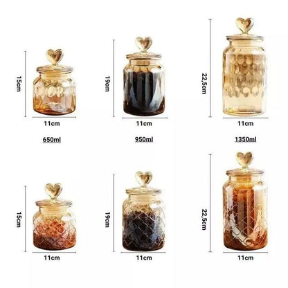 Textured Amber Glass Airtight Storage Jars – view 10