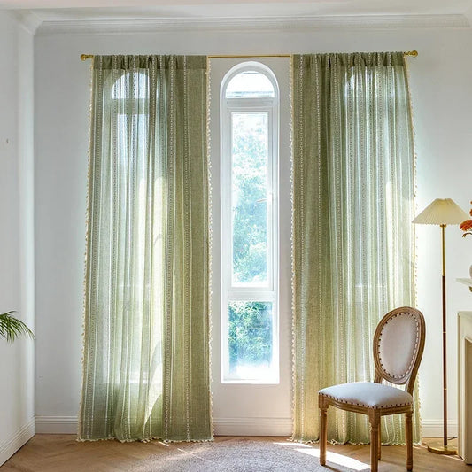Textured Tassel Curtain Panel