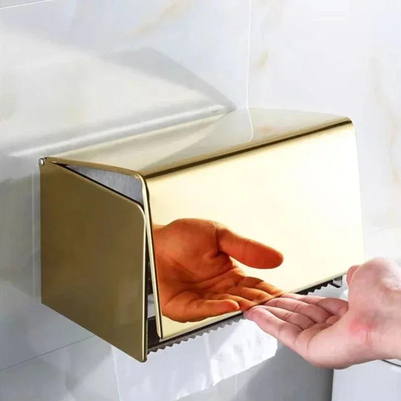 Stainless Steel Toilet Paper Holder with Lid & Phone Shelf – view 2