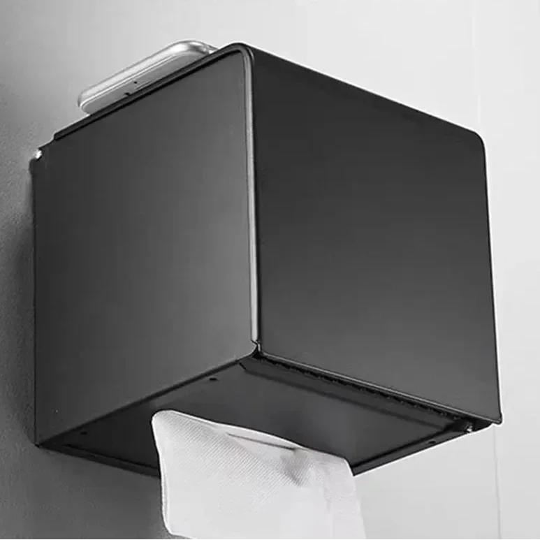 Stainless Steel Toilet Paper Holder with Lid & Phone Shelf – view 9