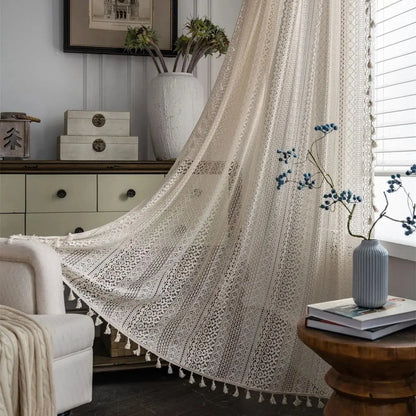 Translucent Crochet-Style Curtain