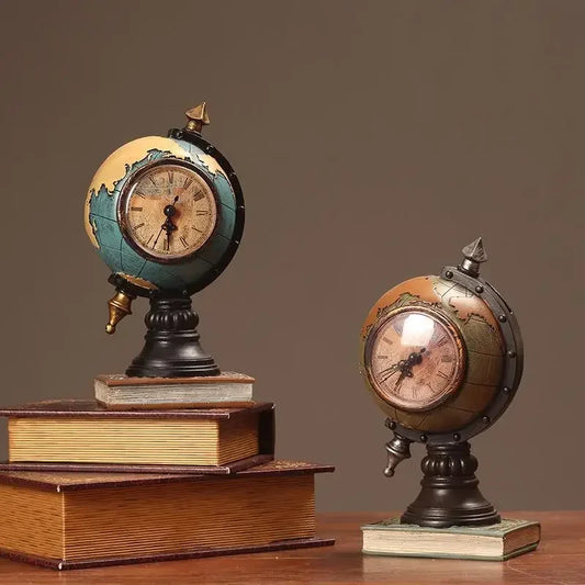Vintage Globe Resin Desk Clock – Bronze or Blue