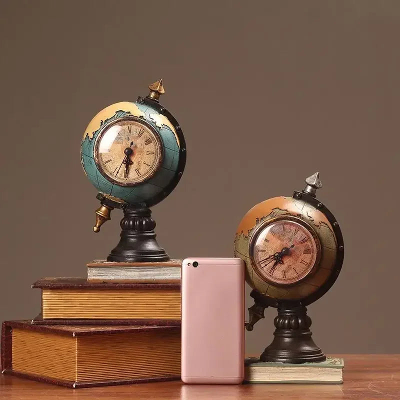 Vintage Globe Resin Desk Clock – Bronze or Blue – view 3