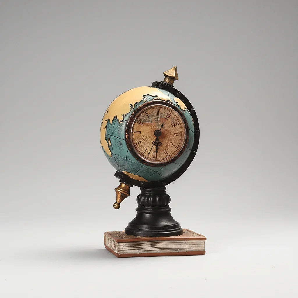 Vintage Globe Resin Desk Clock – Bronze or Blue – view 4