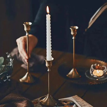 Vintage Gold metal candle holder set – view 11