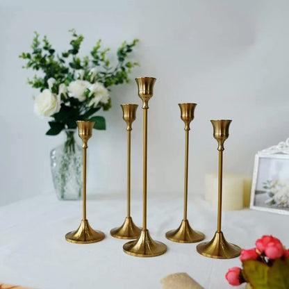 Vintage Gold metal candle holder set – view 12