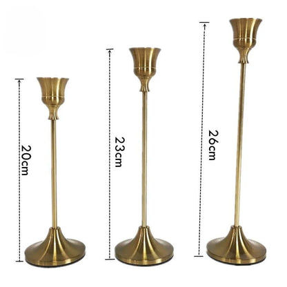 Vintage Gold metal candle holder set – view 16