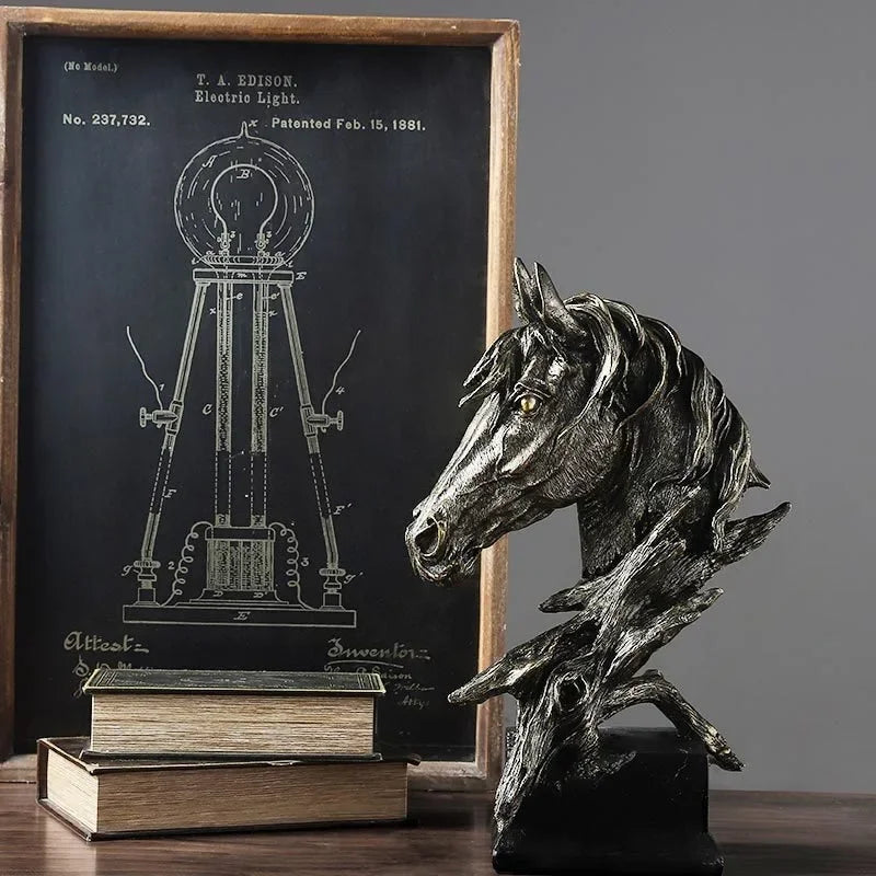 29.5cm Vintage Resin Horse Head Sculpture – view 3