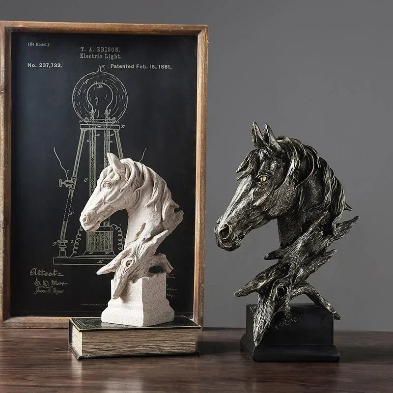 29.5cm Vintage Resin Horse Head Sculpture – view 4