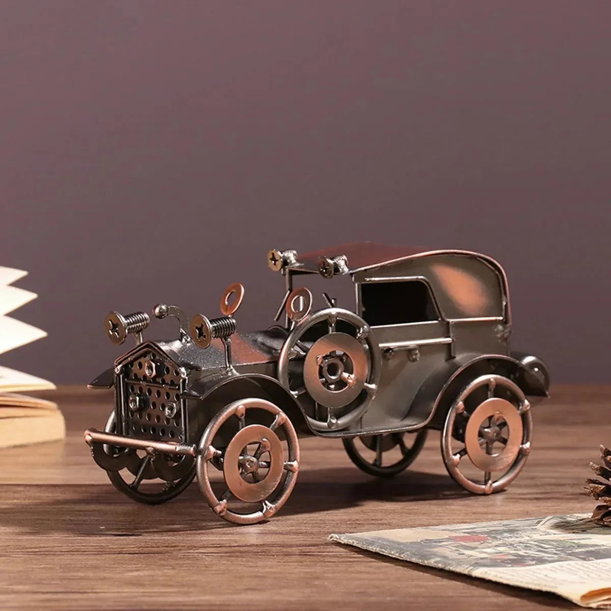 Vintage Metal Classic Car Sculpture – view 2