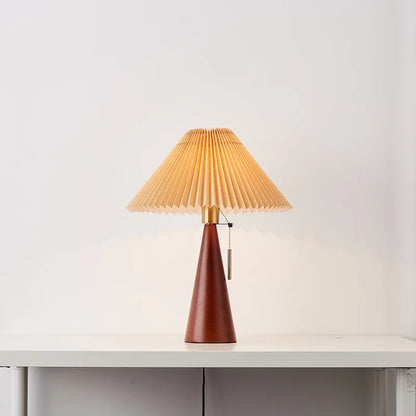 Vintage Nordic Wood Table Lamp with Pleated Shade – view 5