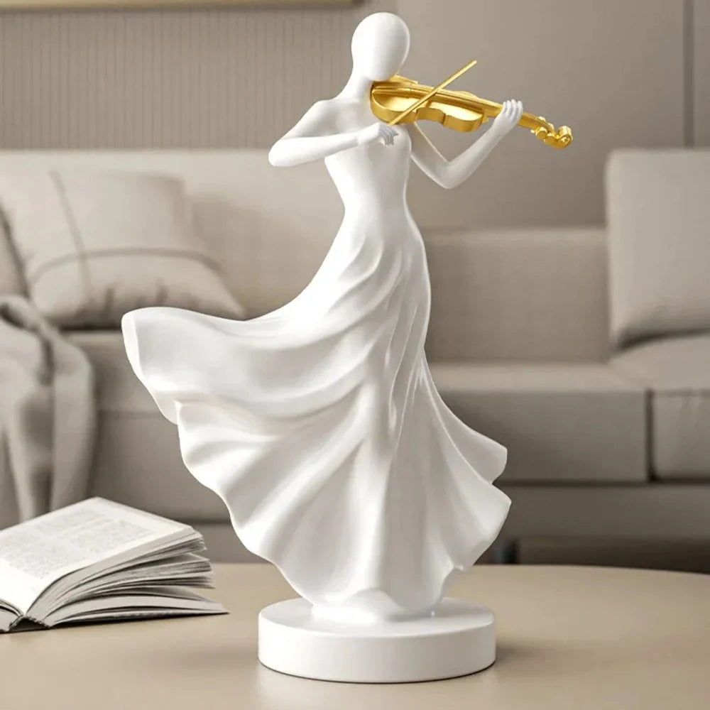 Hand-Painted Violinist Resin Sculpture – 3 Colours – view 2