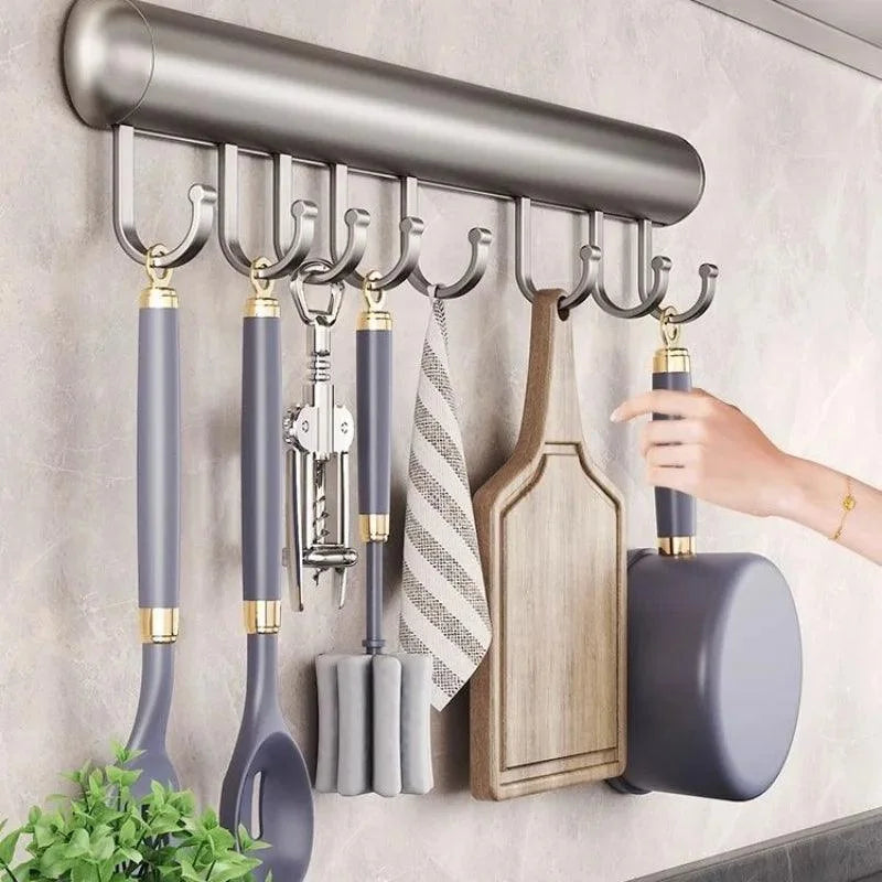 Wall-Mounted Aluminium Kitchen Utensil Organiser