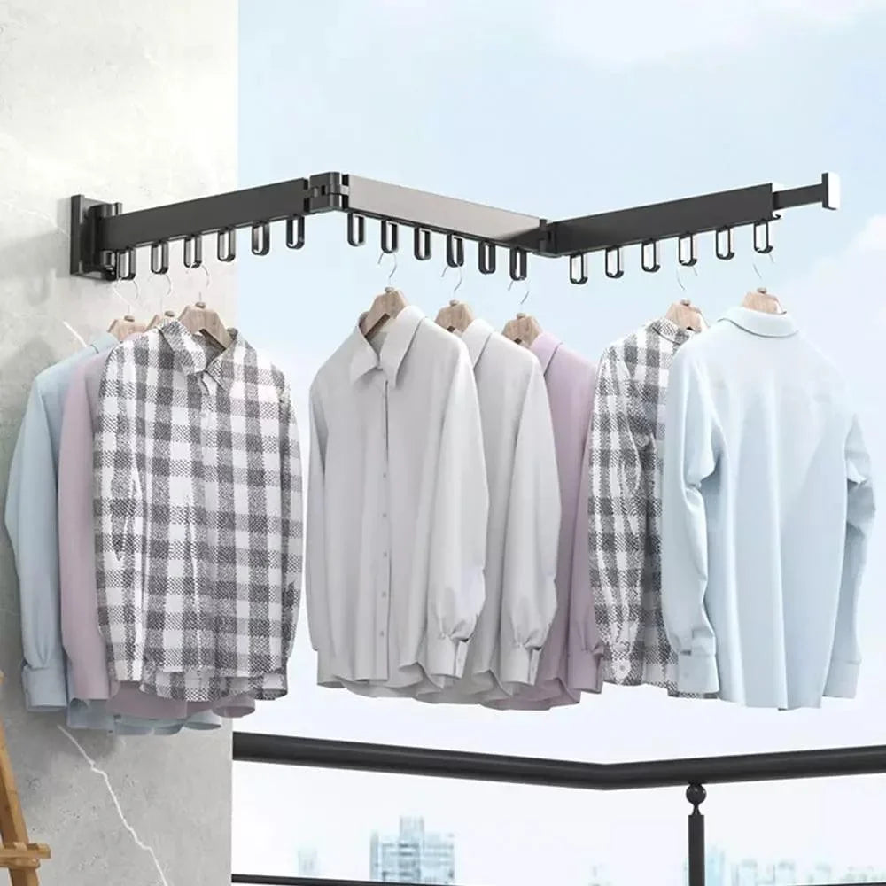Wall-Mounted Retractable Aluminium Drying Rack – view 3