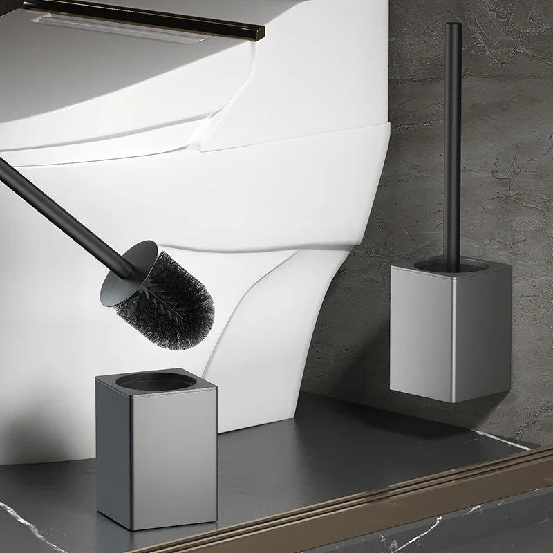 Wall-Mounted Toilet Brush with Aluminium Holder