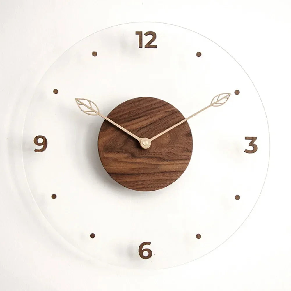 Walnut & Acrylic Silent Wall Clock – 30cm or 35cm