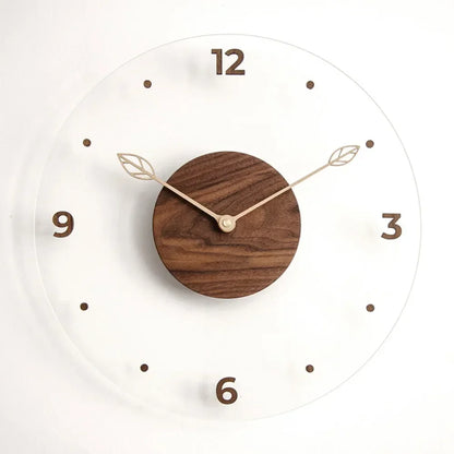 Walnut & Acrylic Silent Wall Clock – 30cm or 35cm