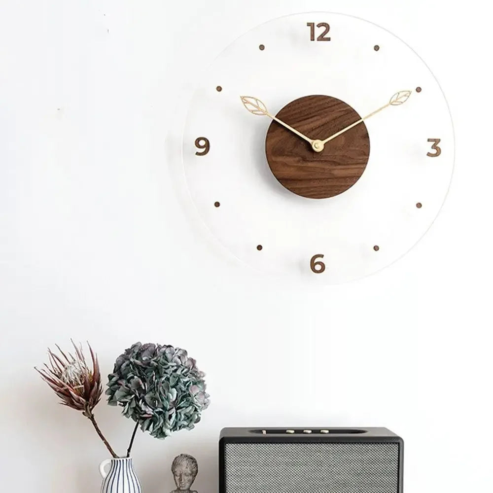 Walnut & Acrylic Silent Wall Clock – 30cm or 35cm – view 2