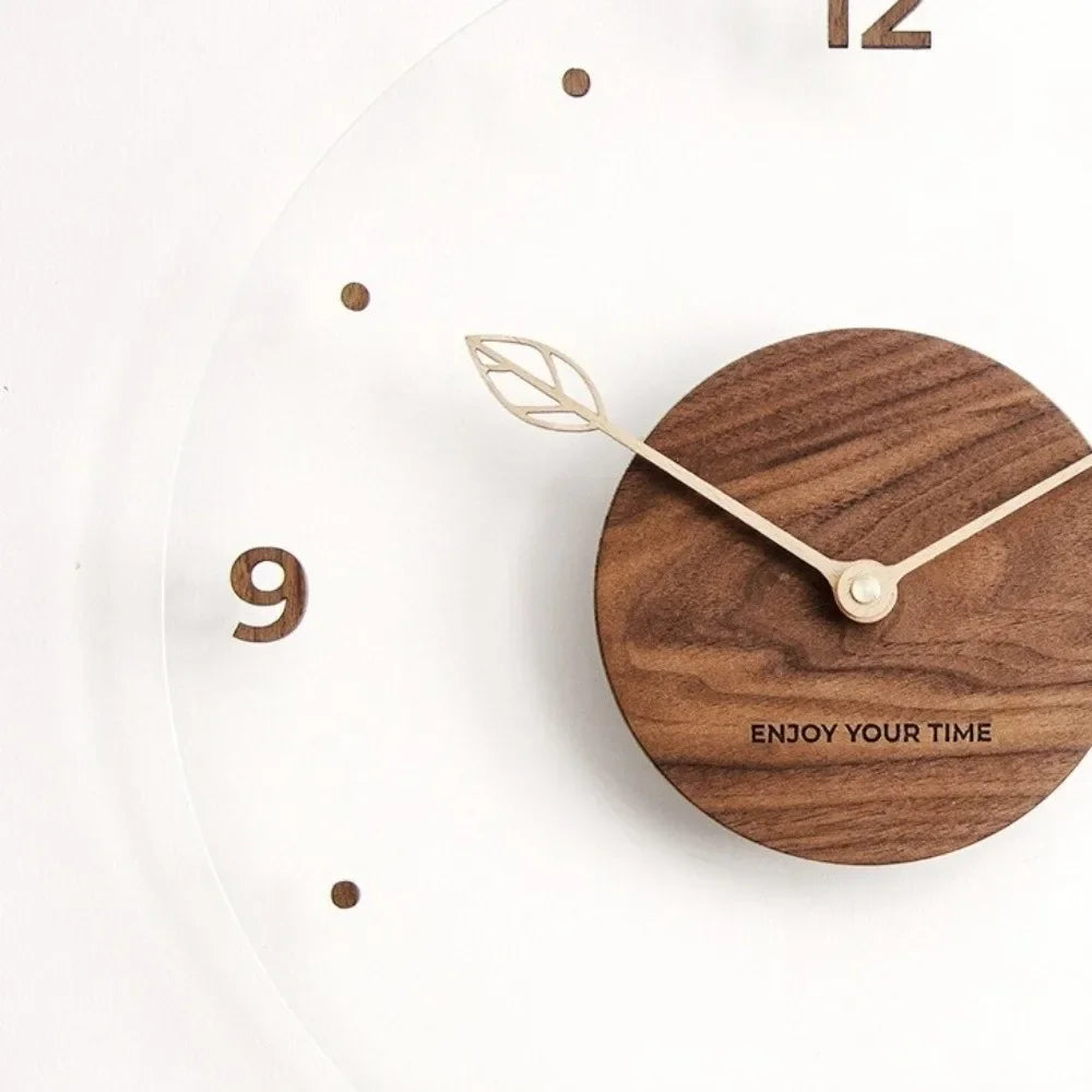 Walnut & Acrylic Silent Wall Clock – 30cm or 35cm – view 3