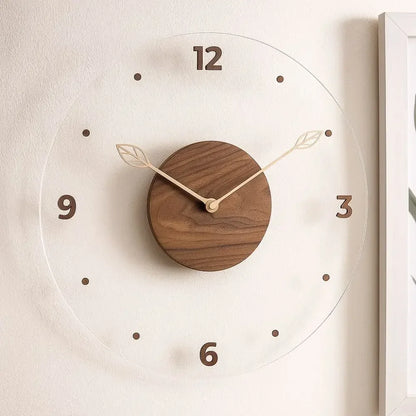 Walnut & Acrylic Silent Wall Clock – 30cm or 35cm – view 6