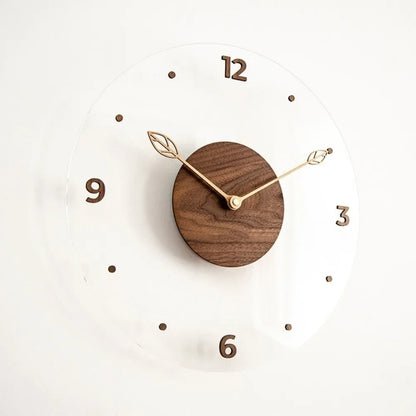 Walnut & Acrylic Silent Wall Clock – 30cm or 35cm – view 8