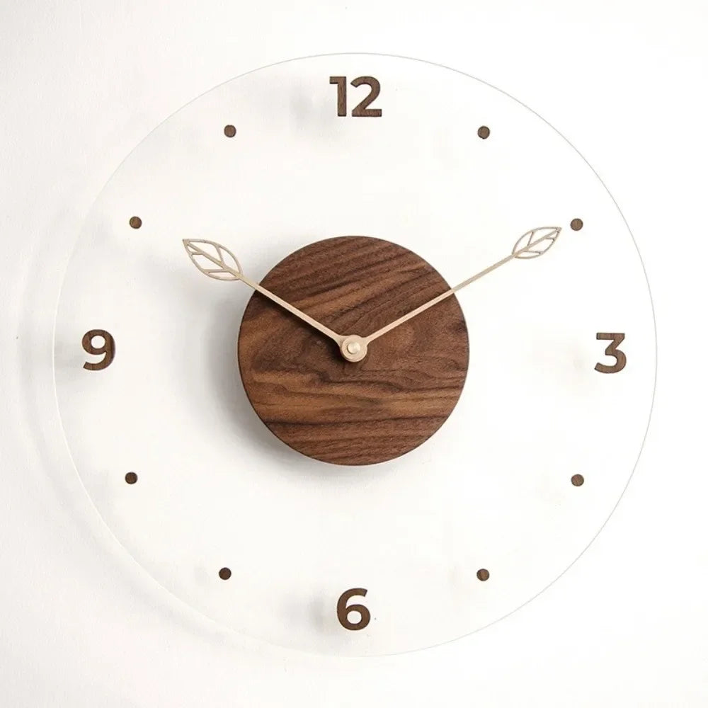 Walnut & Acrylic Silent Wall Clock – 30cm or 35cm – view 9